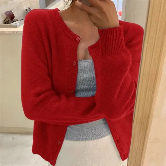 Sofia | Damen Klassiker Aufgesetzte Taschen Strickjacke