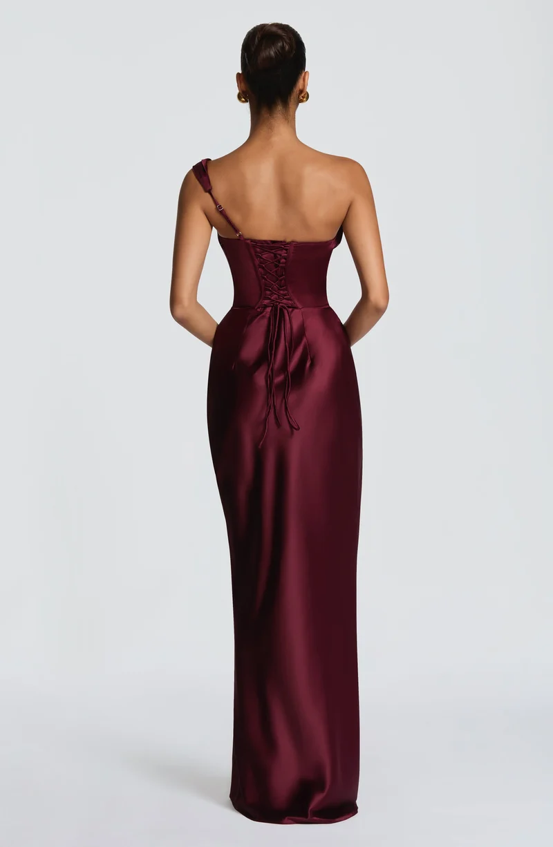 Margrit | Damen Elegantes One Shoulder Satin Abendkleid