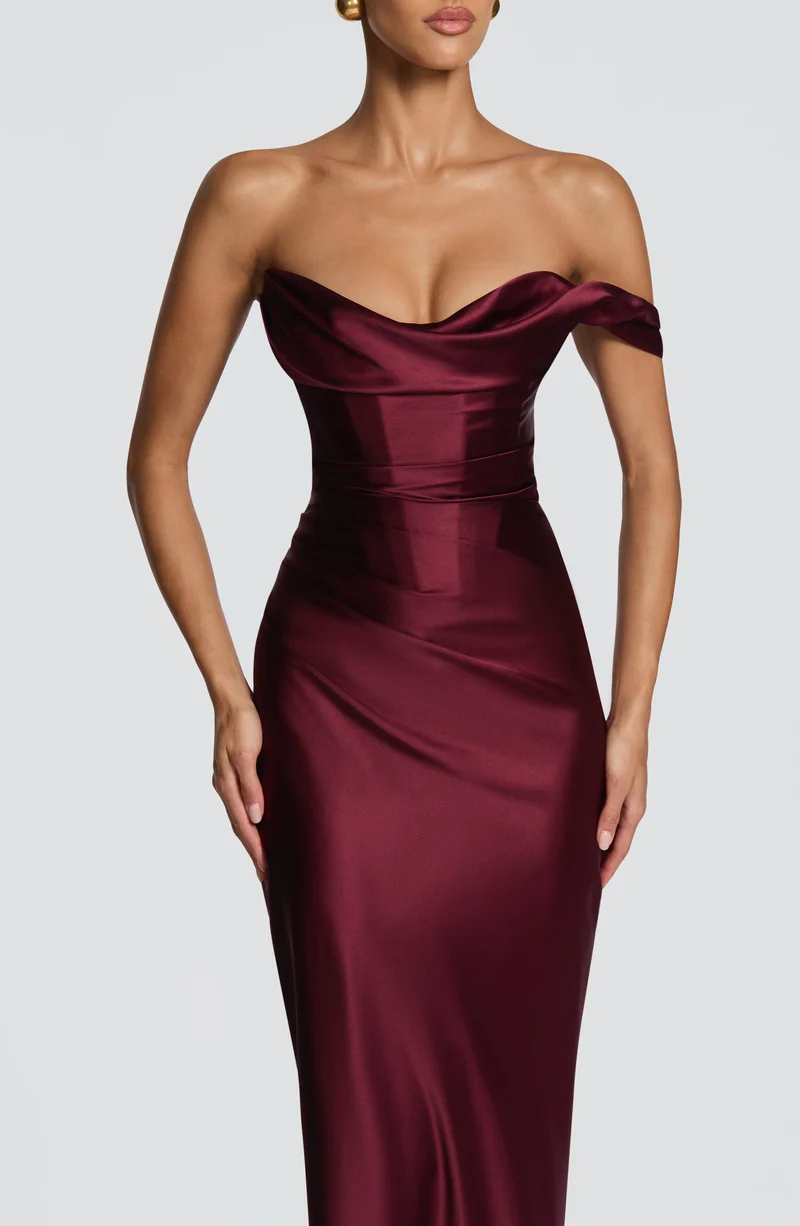 Margrit | Damen Elegantes One Shoulder Satin Abendkleid