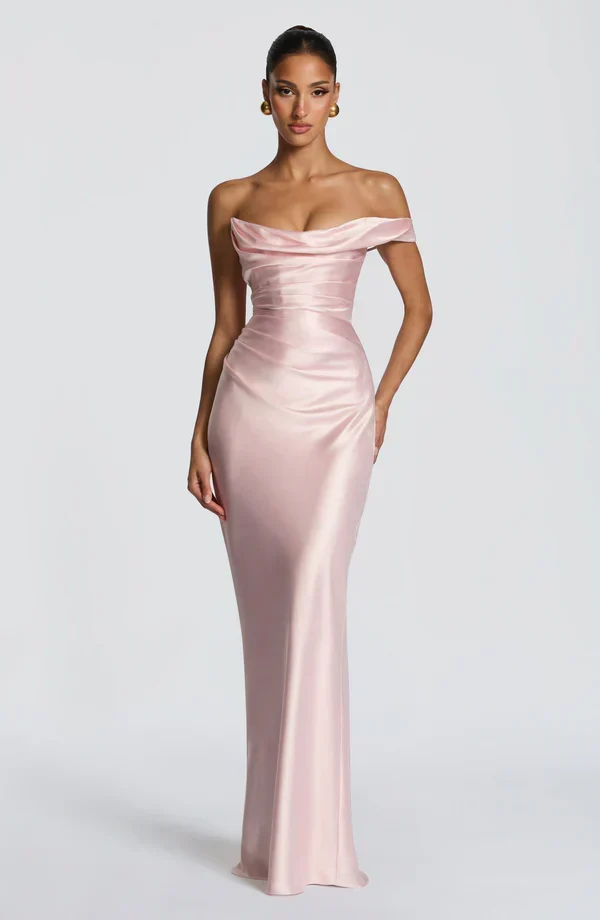 Margrit | Damen Elegantes One Shoulder Satin Abendkleid
