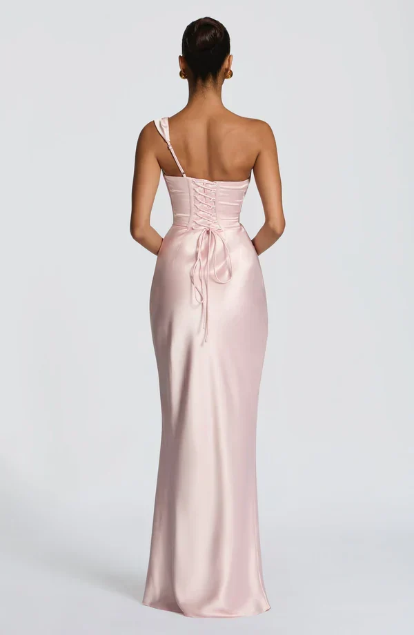 Margrit | Damen Elegantes One Shoulder Satin Abendkleid