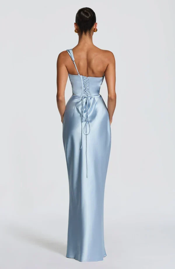 Margrit | Damen Elegantes One Shoulder Satin Abendkleid