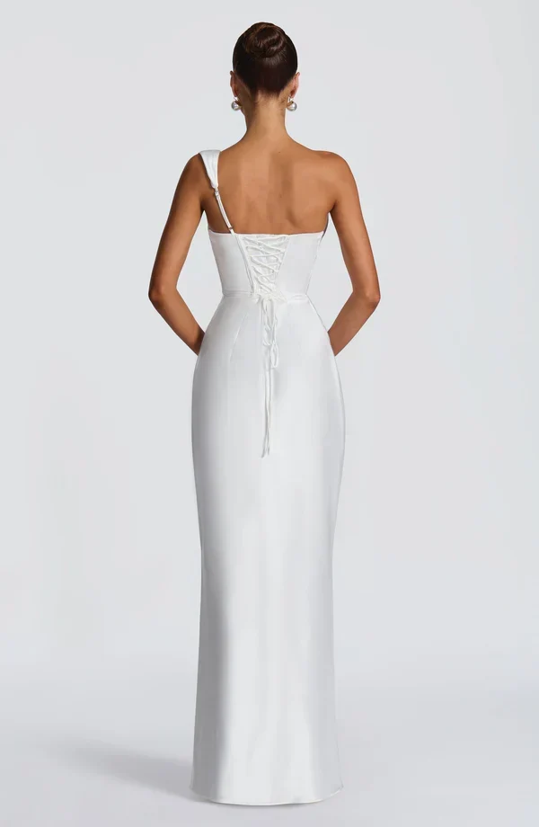 Margrit | Damen Elegantes One Shoulder Satin Abendkleid