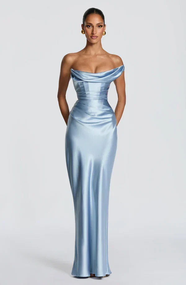 Margrit | Damen Elegantes One Shoulder Satin Abendkleid