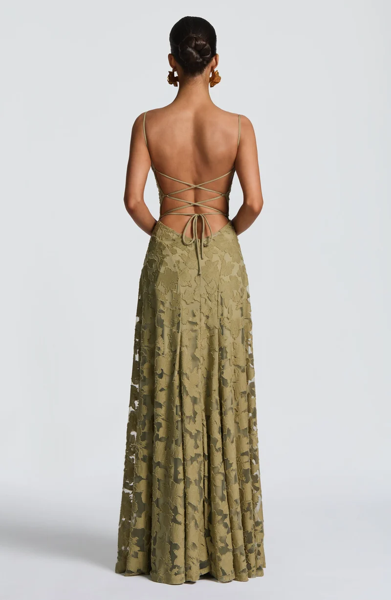 Sandra | Damen Elegantes Besticktes Maxi Abendkleid