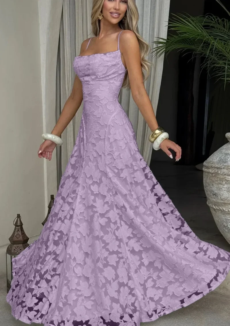 Sandra | Damen Elegantes Besticktes Maxi Abendkleid
