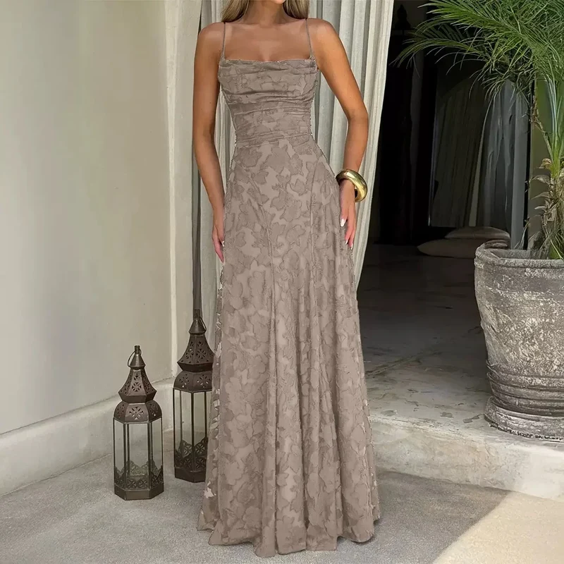 Sandra | Damen Elegantes Besticktes Maxi Abendkleid