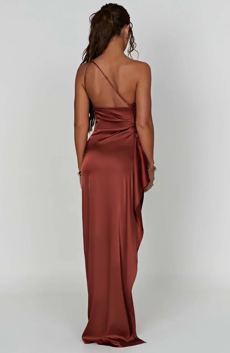 Emilia | Damen Elegantes Ein Schulter Ausschnitt Maxikleid