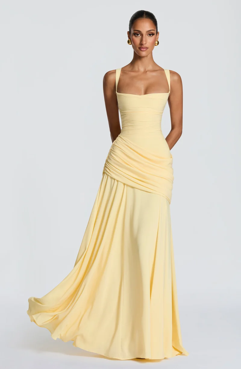 Mavey | Damen Festliche Eckigem Ausschnitt Maxi Dress