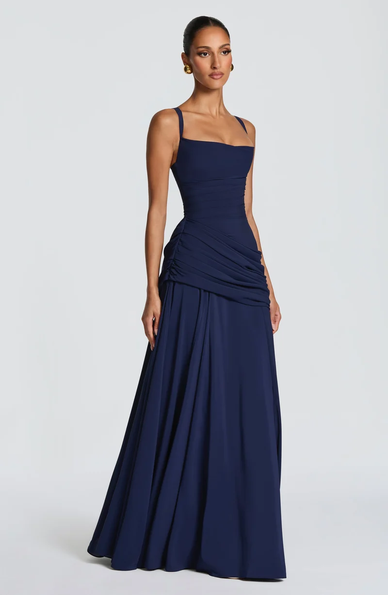Mavey | Damen Festliche Eckigem Ausschnitt Maxi Dress