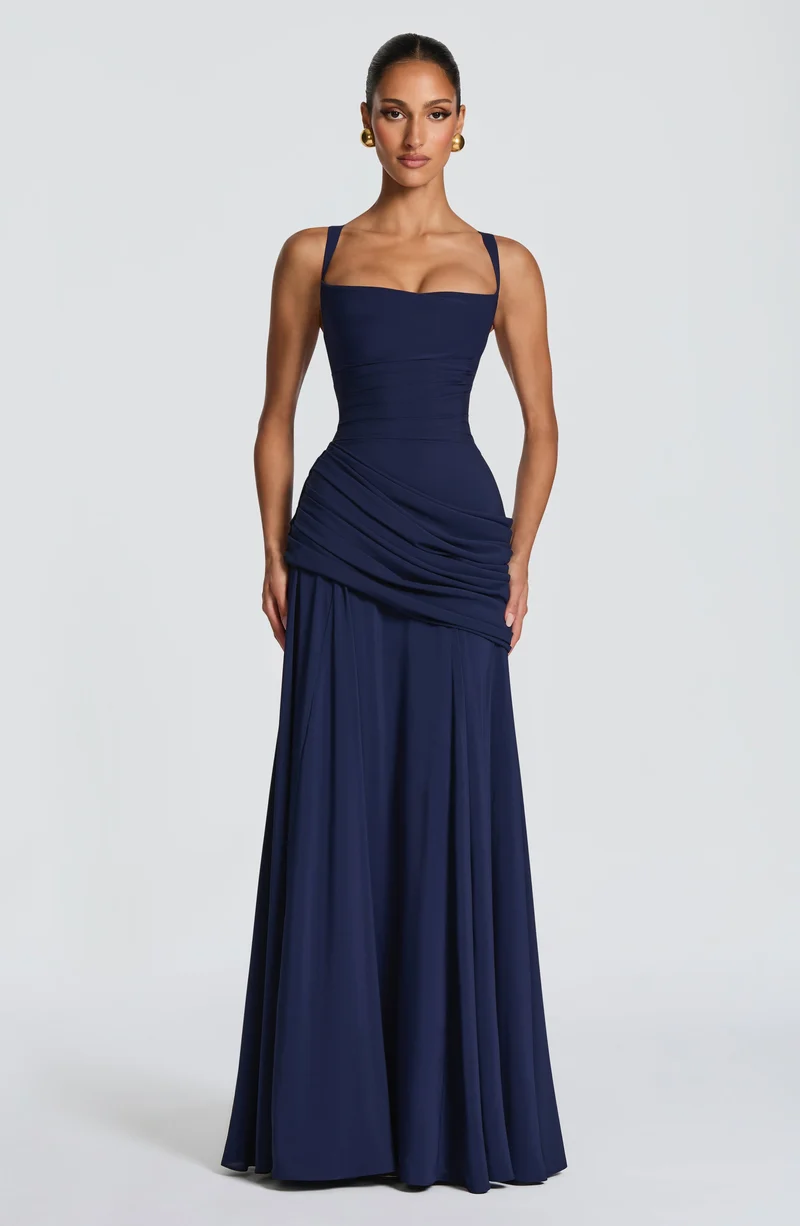 Mavey | Damen Festliche Eckigem Ausschnitt Maxi Dress