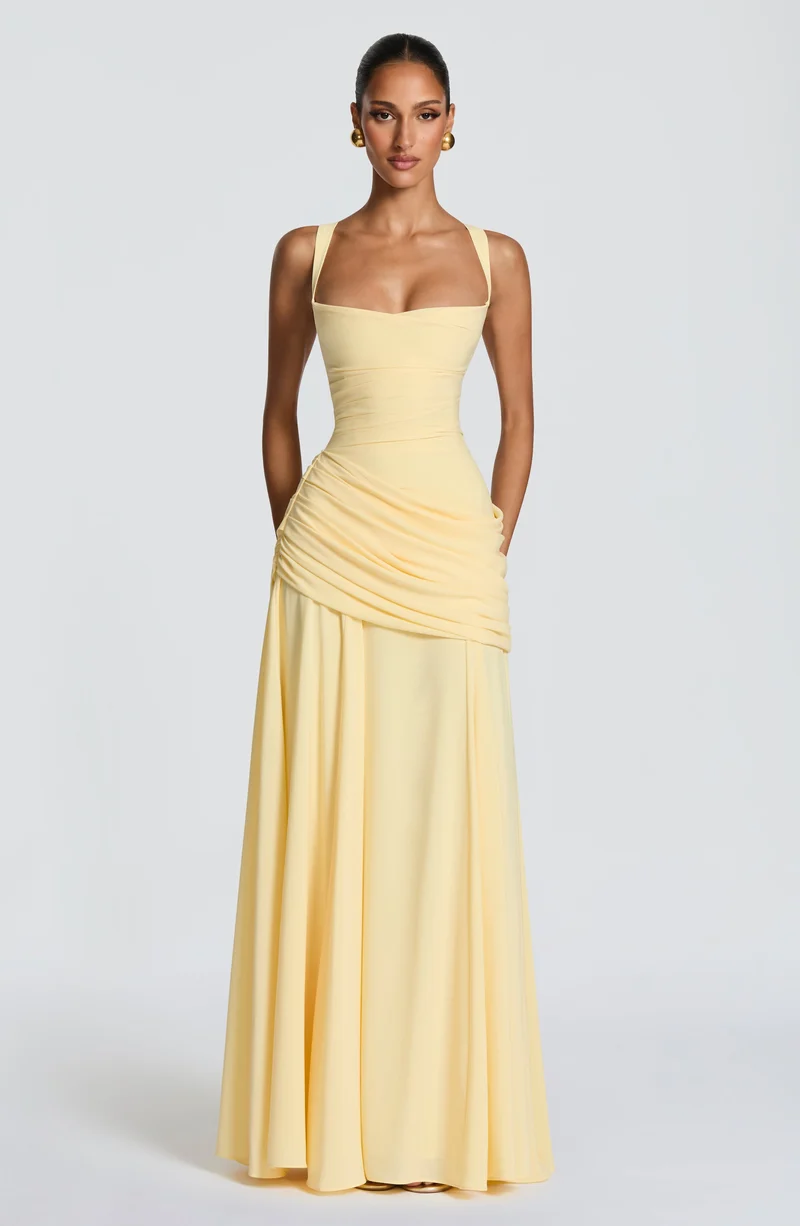 Mavey | Damen Festliche Eckigem Ausschnitt Maxi Dress