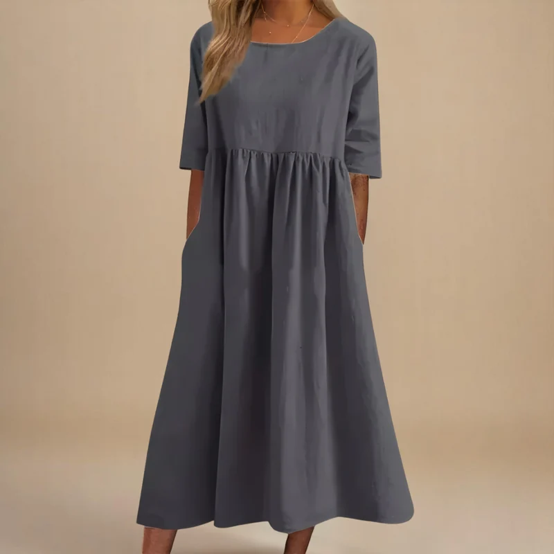 Ella | Damen Lässig Relaxed Fit Sommer Midikleid