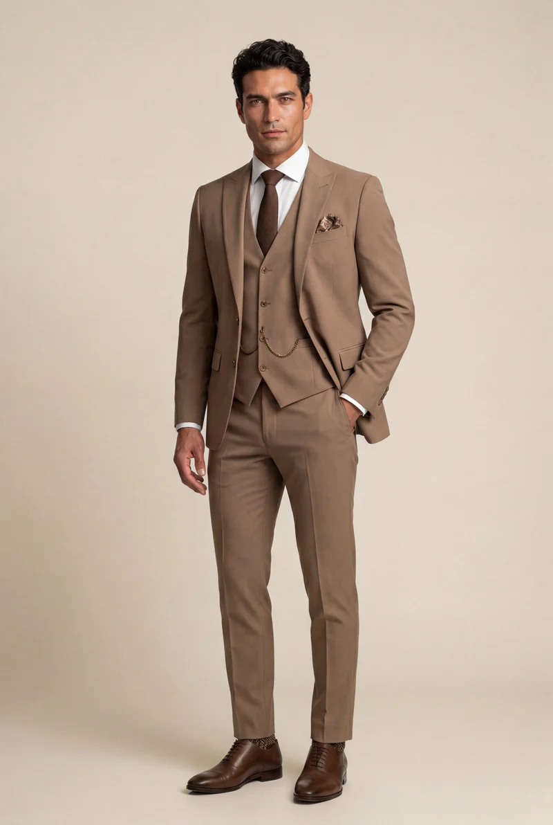 Herren Dreiteiliger Anzug mit Reverskragen – Slim Fit für Hochzeiten, Business & formelle Anlässe