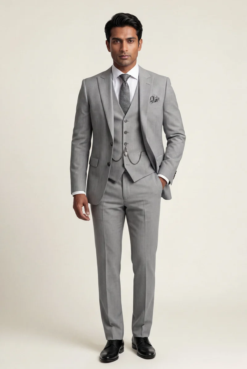 Herren Dreiteiliger Anzug mit Reverskragen – Slim Fit für Hochzeiten, Business & formelle Anlässe