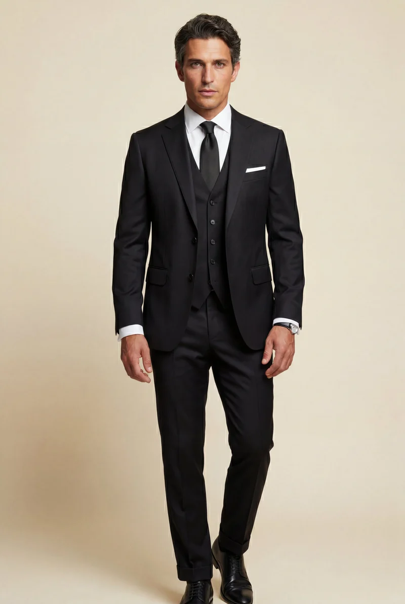 Herren Dreiteiliger Anzug mit Reverskragen – Slim Fit für Hochzeiten, Business & formelle Anlässe