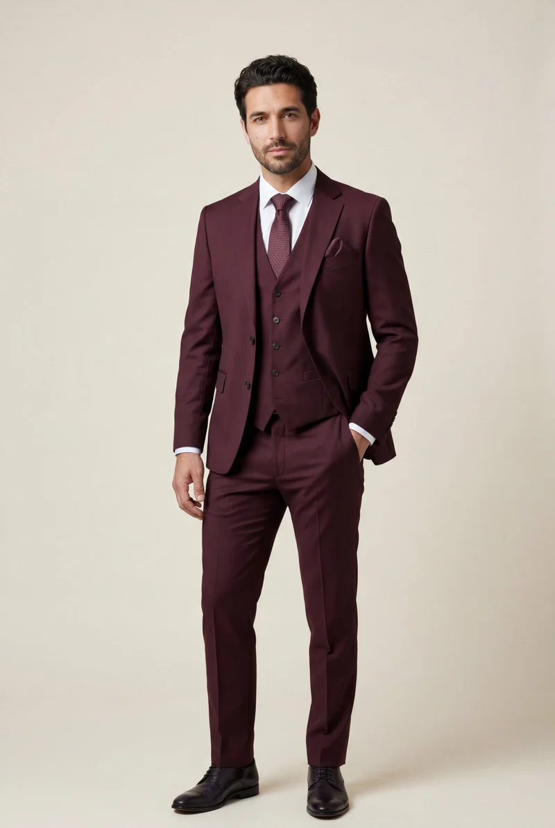 Herren Dreiteiliger Anzug mit Reverskragen – Slim Fit für Hochzeiten, Business & formelle Anlässe