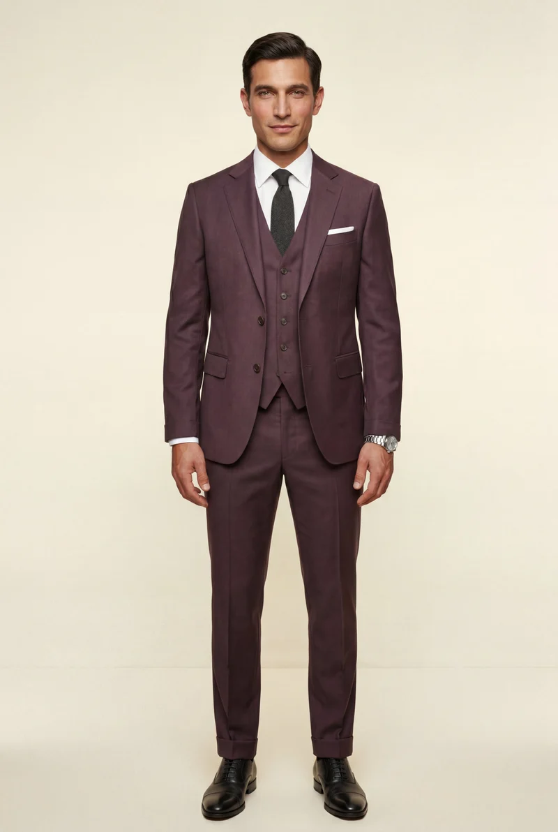 Herren Dreiteiliger Anzug mit Reverskragen – Slim Fit für Hochzeiten, Business & formelle Anlässe