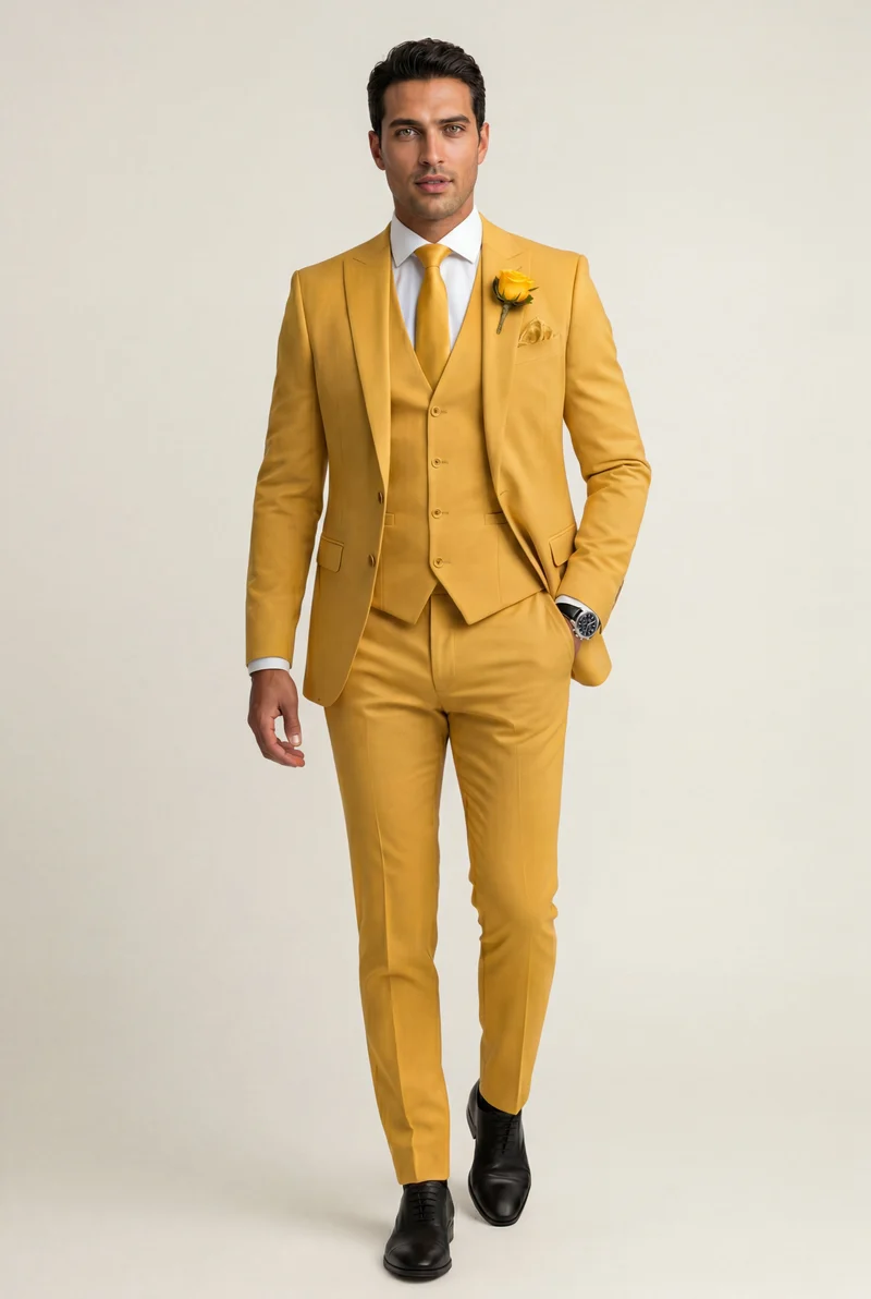 Herren Dreiteiliger Anzug mit Reverskragen – Slim Fit für Hochzeiten, Business & formelle Anlässe