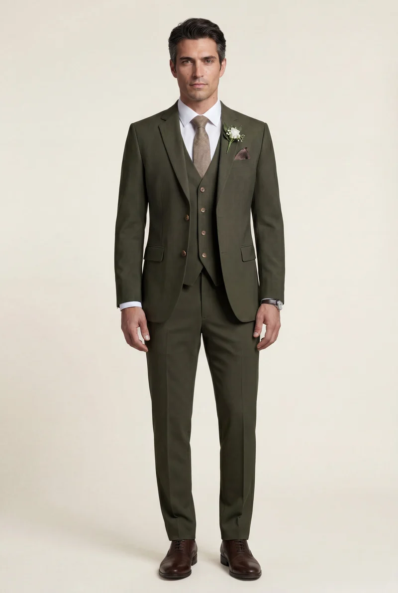 Herren Dreiteiliger Anzug mit Reverskragen – Slim Fit für Hochzeiten, Business & formelle Anlässe