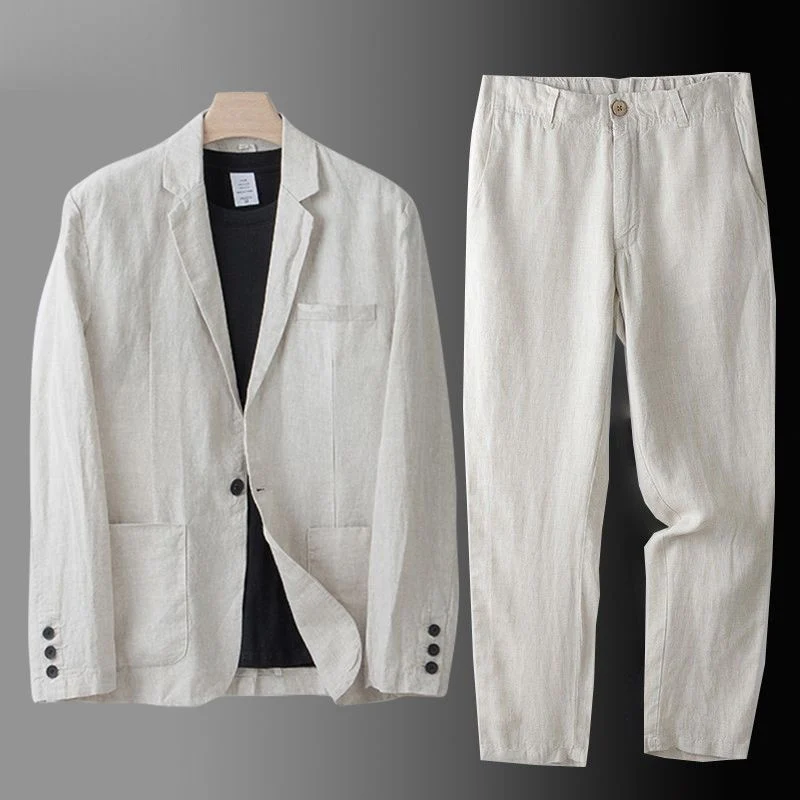 Herren Leinenanzug Casual Fit – Leichter Anzug für Hochzeiten, Sommerveranstaltungen & Smart-Casual-Looks
