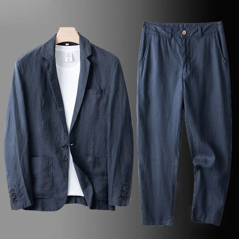 Herren Leinenanzug Casual Fit – Leichter Anzug für Hochzeiten, Sommerveranstaltungen & Smart-Casual-Looks