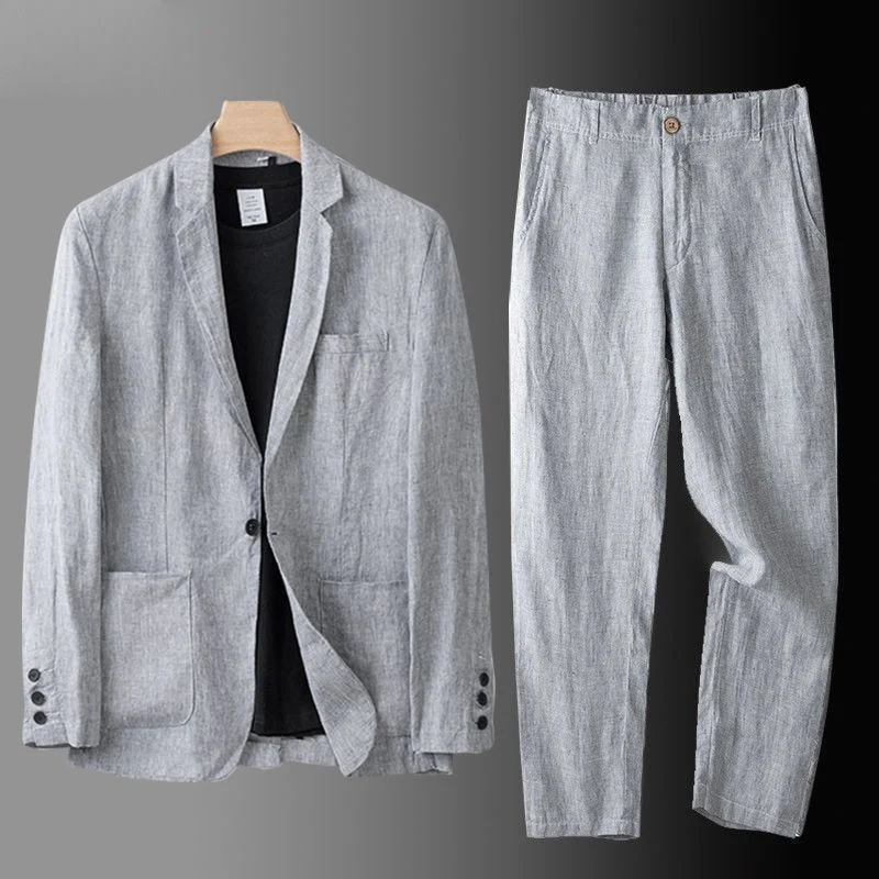 Herren Leinenanzug Casual Fit – Leichter Anzug für Hochzeiten, Sommerveranstaltungen & Smart-Casual-Looks