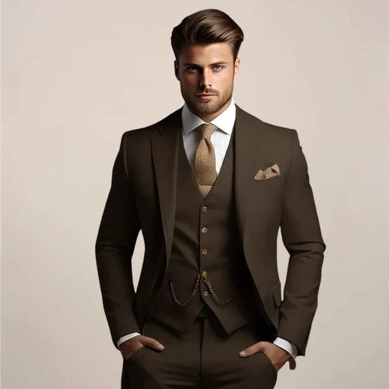 Herren Dreiteiliger Anzug mit Tailored Fit – Leichter Anzug für Hochzeiten, Business & formelle Anlässe