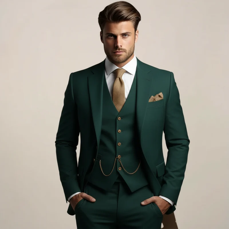 Herren Dreiteiliger Anzug mit Tailored Fit – Leichter Anzug für Hochzeiten, Business & formelle Anlässe