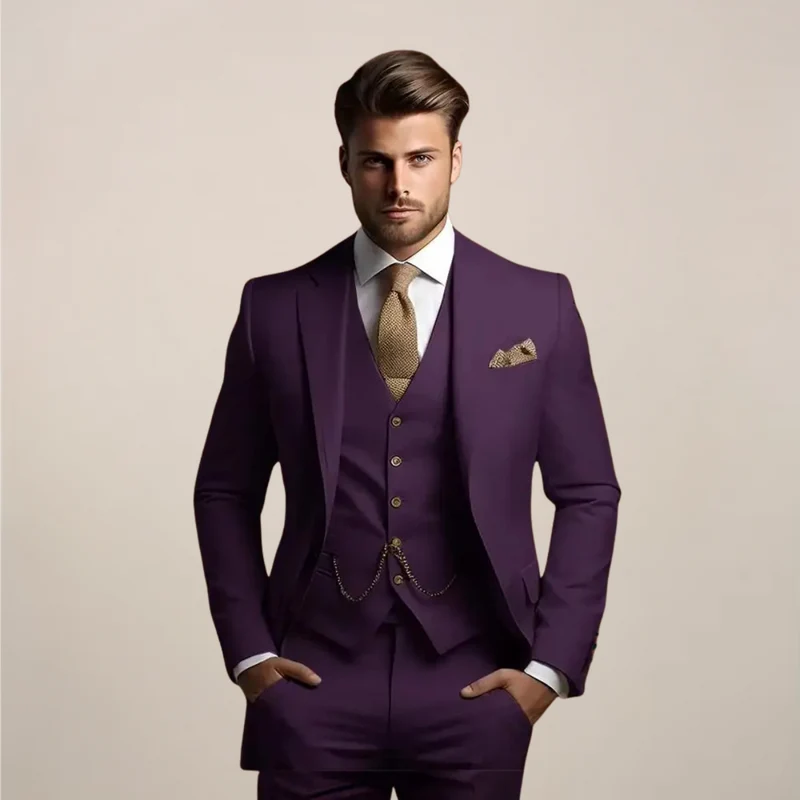 Herren Dreiteiliger Anzug mit Tailored Fit – Leichter Anzug für Hochzeiten, Business & formelle Anlässe
