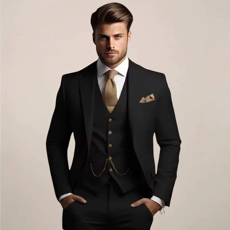 Herren Dreiteiliger Anzug mit Tailored Fit – Leichter Anzug für Hochzeiten, Business & formelle Anlässe