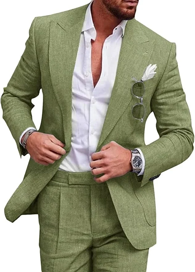 Herren Leinenanzug Slim Fit für den Sommer – Eleganter Hochzeitsanzug für besondere Anlässe