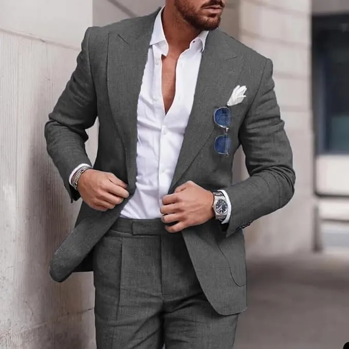 Herren Leinenanzug Slim Fit für den Sommer – Eleganter Hochzeitsanzug für besondere Anlässe