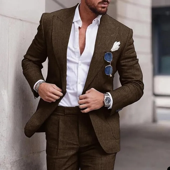 Herren Leinenanzug Slim Fit für den Sommer – Eleganter Hochzeitsanzug für besondere Anlässe