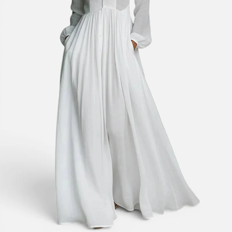 Maxikleid Knopfleiste Stehkragen Langarm