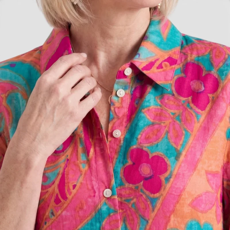 Maxikleid Hemdblusenkleid Langarm Blumenmuster Knopfleiste