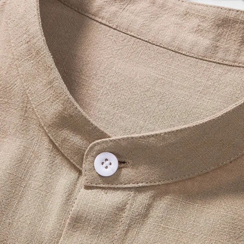 Zweiteiliges Set Kurzarm Stehkragen Knopfleiste Hose