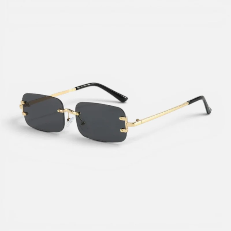 Randlos Sonnenbrille Rechteckige Form Metallgestell Getönte Gläser