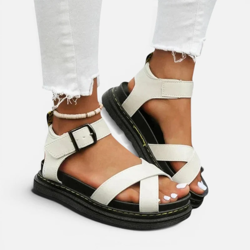 Orthopädische Plateausandalen mit Knöchelriemen Offene Zehen Kreuzriemen