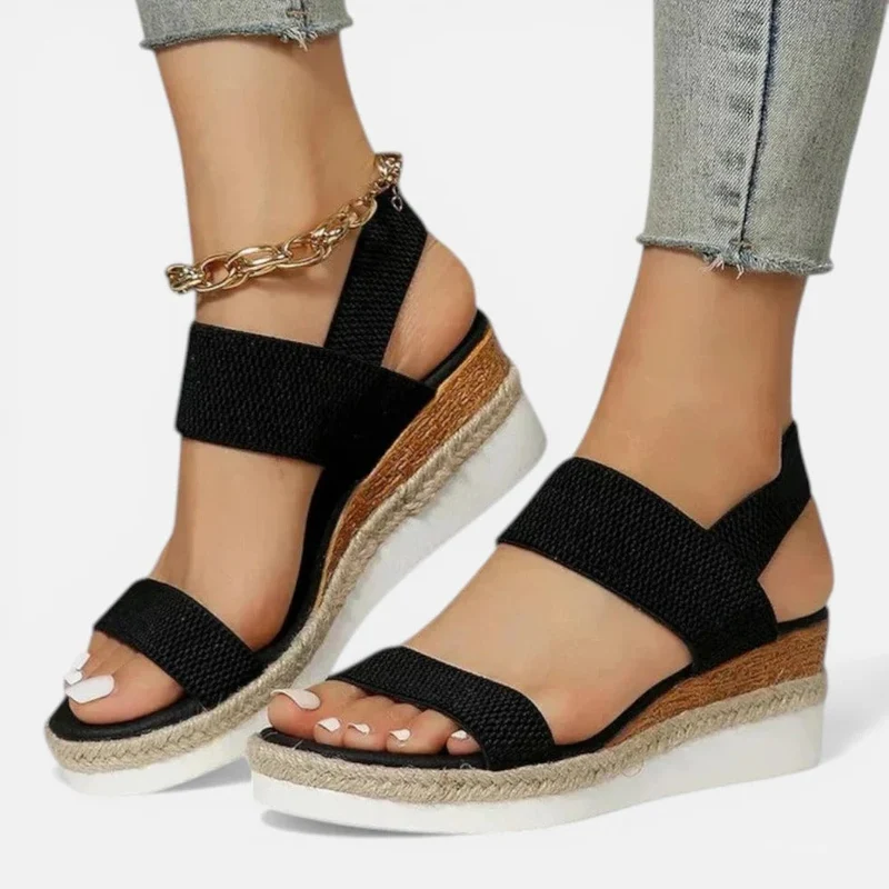 Orthopädische Keilsandalen Elastische Riemen Plateau Offene Zehen