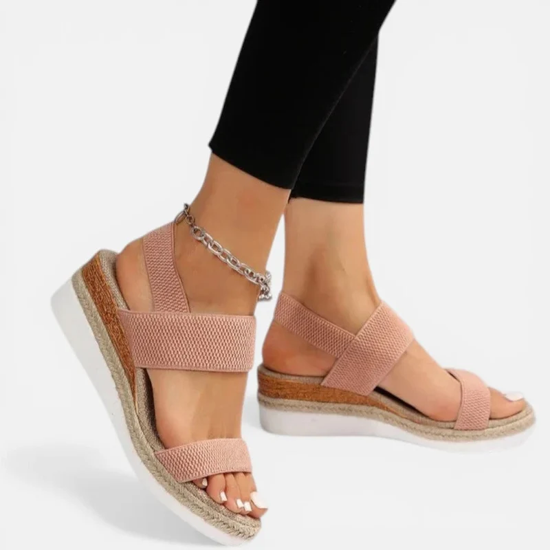 Orthopädische Keilsandalen Elastische Riemen Plateau Offene Zehen