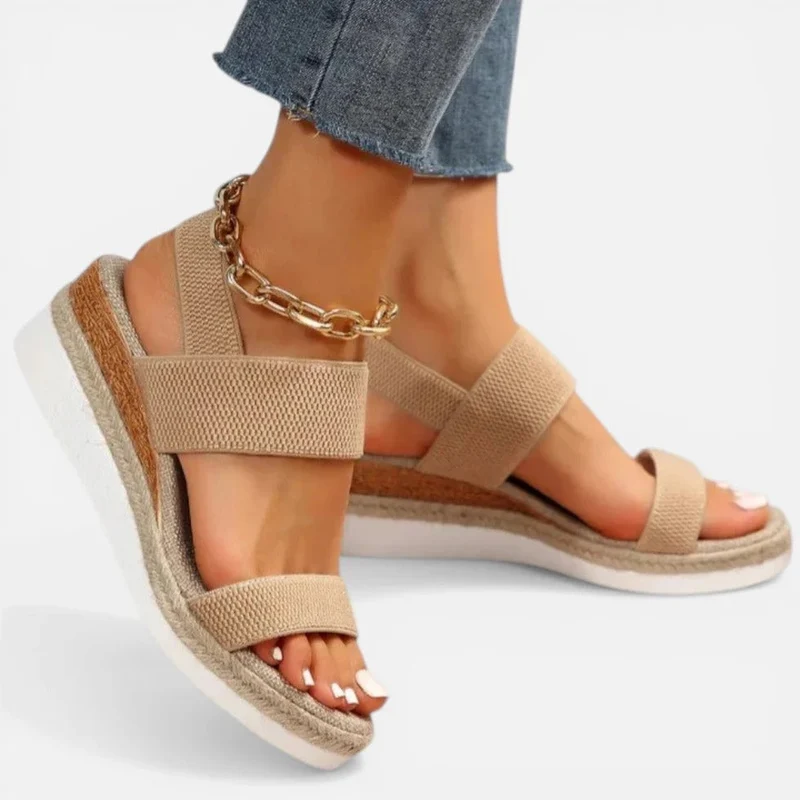 Orthopädische Keilsandalen Elastische Riemen Plateau Offene Zehen