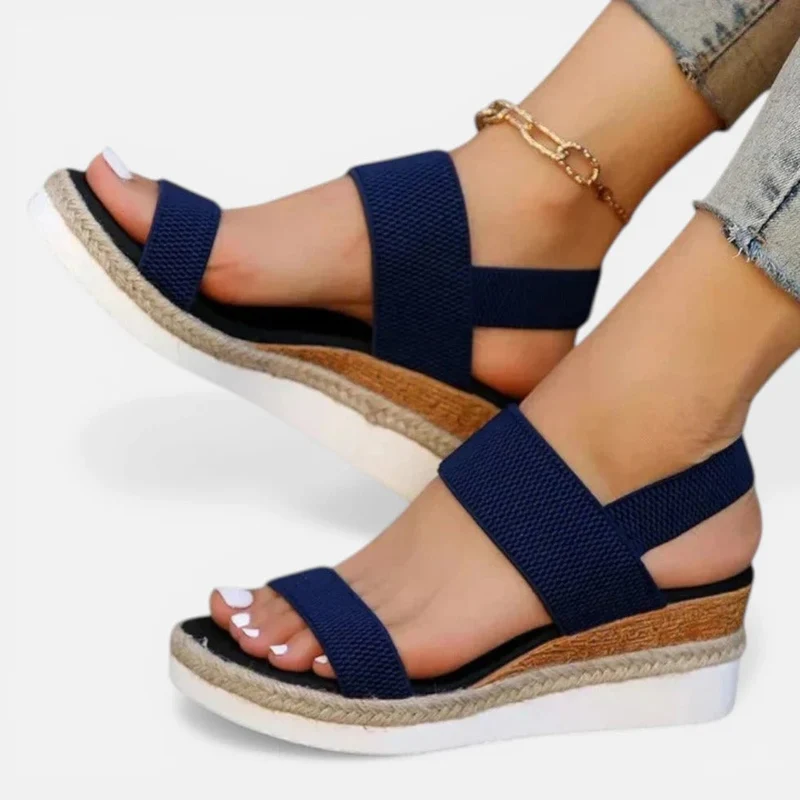 Orthopädische Keilsandalen Elastische Riemen Plateau Offene Zehen