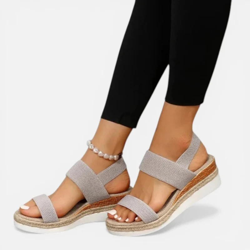 Orthopädische Keilsandalen Elastische Riemen Plateau Offene Zehen