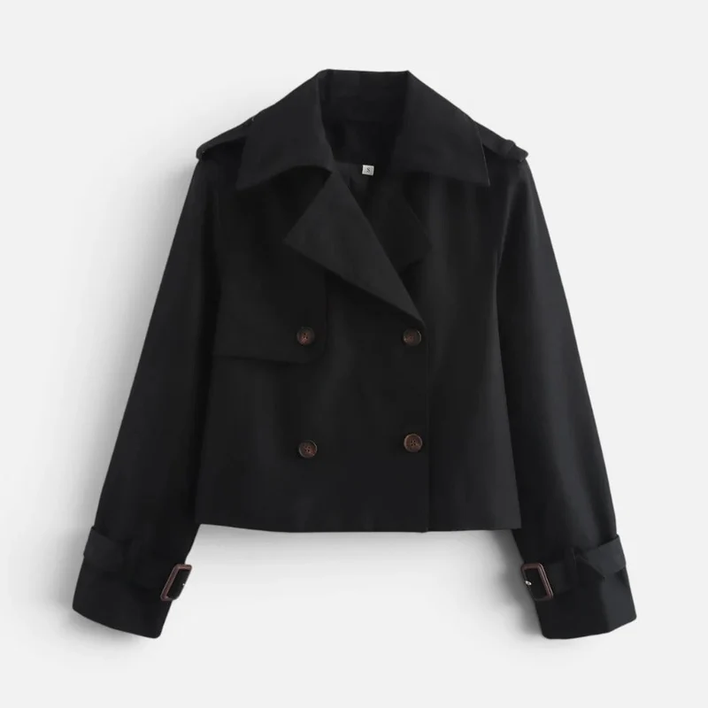 Kurze Trenchjacke mit Doppelknopfleiste
