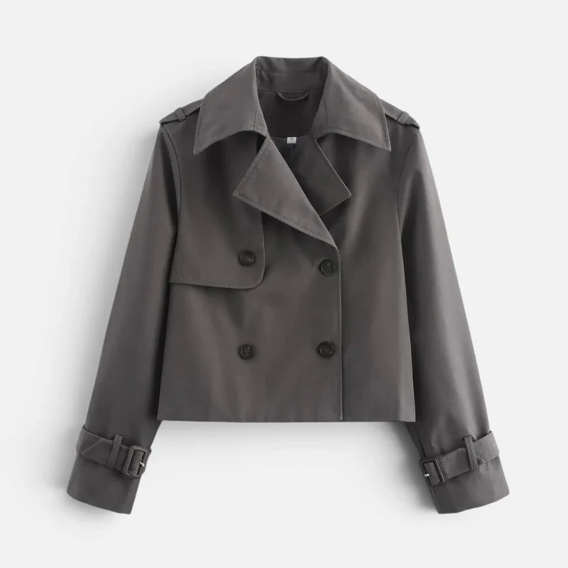 Kurze Trenchjacke mit Doppelknopfleiste