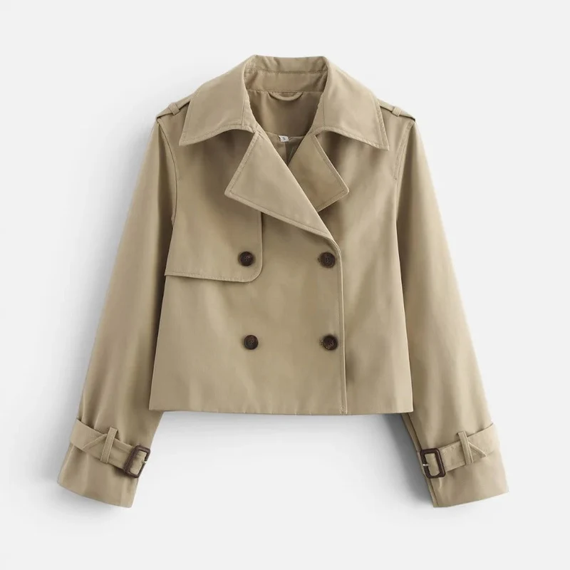 Kurze Trenchjacke mit Doppelknopfleiste