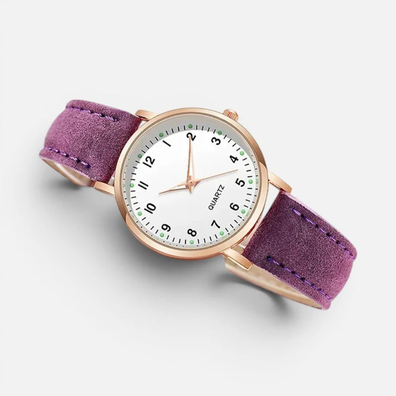Quarz Armbanduhr mit Lederoptik Armband