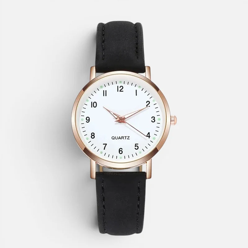 Quarz Armbanduhr mit Lederoptik Armband