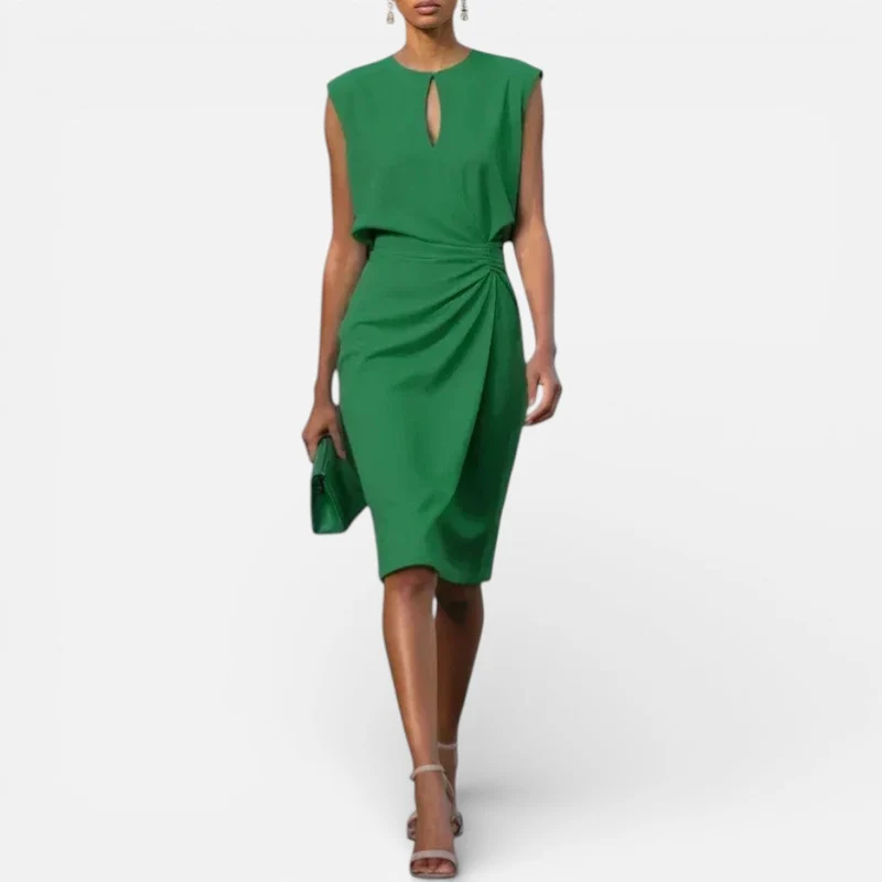 Damen Midikleid mit Drapierung und ärmellosem Design